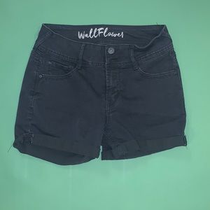 Black denim shorts